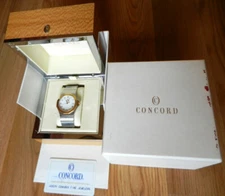 18K/KT/CT Solid Gold SS Concord SG500 Men's Mariner Quartz Date Boxes Paper