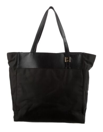 TUMI Black Canvas and Leather Travel Work Tote Well Made Durable Pockets Secure - Picture 1 of 4