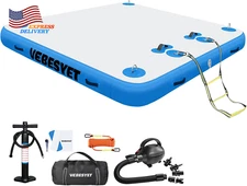 Floating Dock Inflatable Platform 6/8 Inch Thick Multi-Person Swim w/Storage Bag