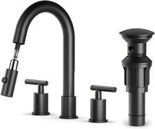 Pull Down Bathroom Faucet with Pop-Up Spout, Widespread Bathroom Faucet
