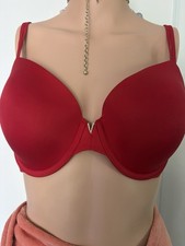 Womens 36D Push-Up Bra Underwired Red Solid A...