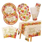 Fall theme Party Supplies Kit, Serve 25, Autumn Harvest Disposable Dinnerware 