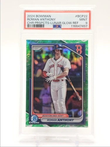 ROMAN ANTHONY 2024 BOWMAN CHROME LUNAR GLOW REFRACTOR MINT PSA 9 Q6450