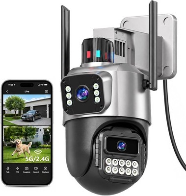 5G Security Camera Outdoor 6MP Dual Lens PTZ