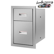 Drawers Stainless Steel New 13W x 20.5H x 23D Inch Flush Mount Double w/ Handle