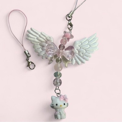 Charmmy kitty Angel Wing Cell Phone Strap Charm Pink