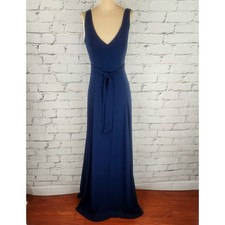 Show Me Your MuMu Jenn Maxi Dress Womens S Rich Navy Crisp Chiffon Formal Prom