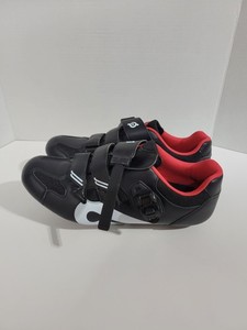 Peloton Cycling Shoes Size 46  Black Red Cleats Clips Spin Bike Unisex US Men 12