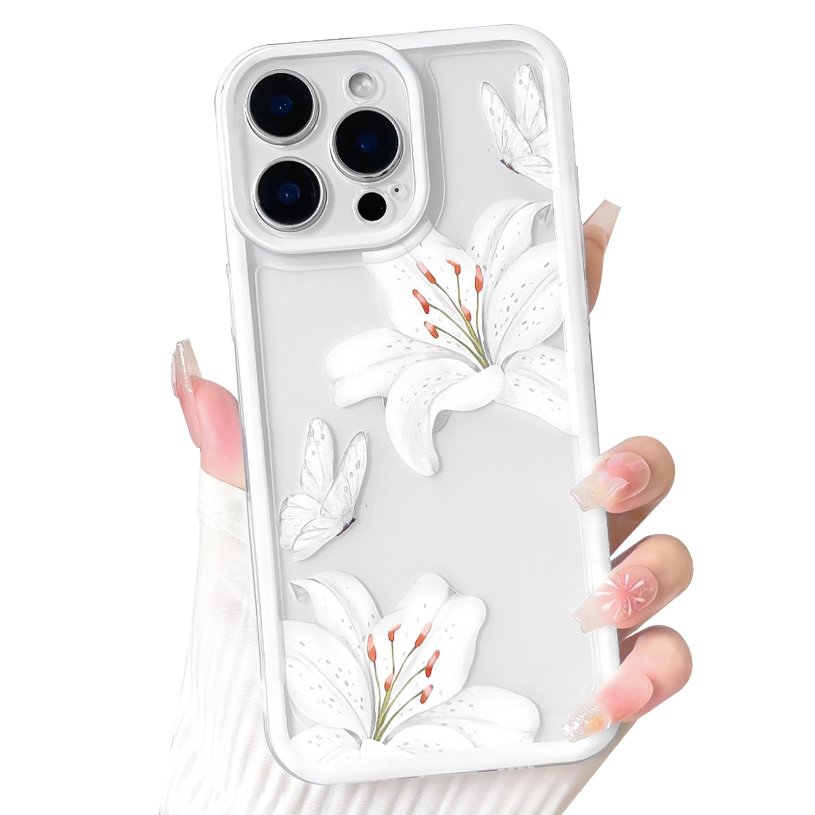 Coque transparente iPhone 15 Pro Max fleur de lys anti-jaunissement
