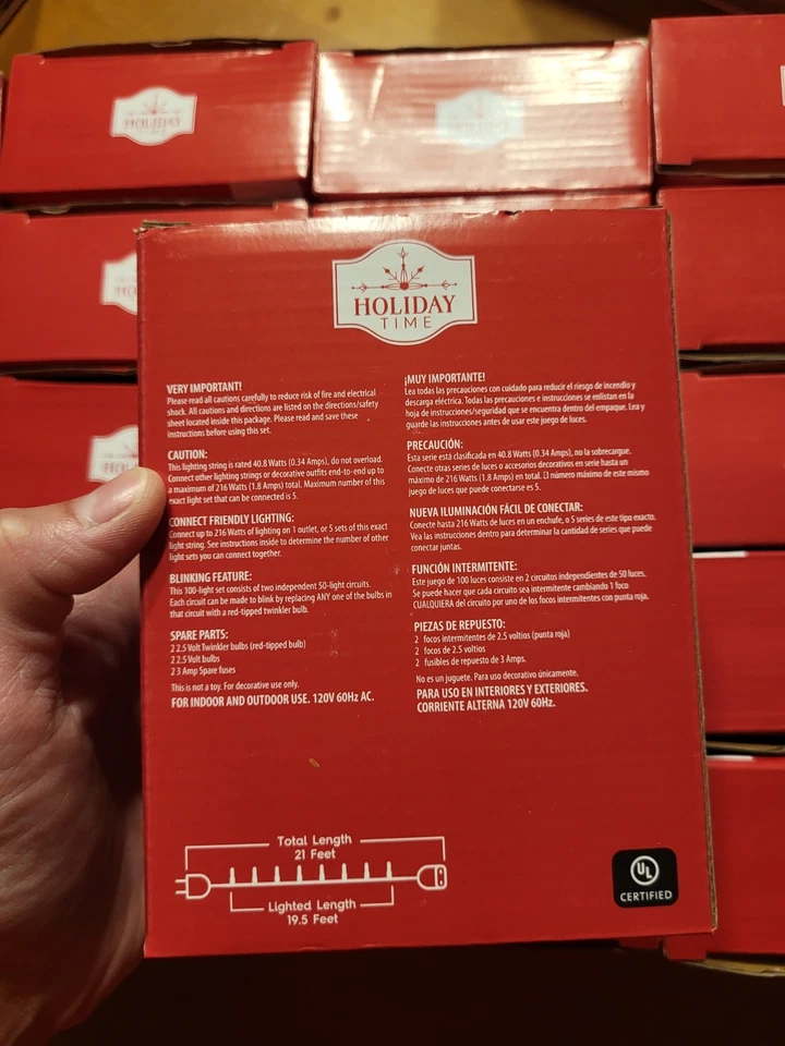 Holiday Time 100 Multicolor Mini Luces de Navidad Lincandescentes Interior Exterior Foto 3 de 4