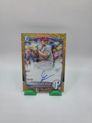 2025 Bowman Draft - Gage Wood Bowman 1st Chrome Gold Wave Refractor Auto /50