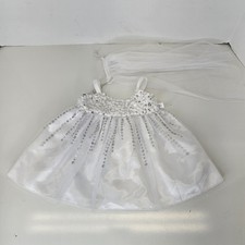 Build-A-Bear Workshop BAB White Wedding Dress Tulle Satin Sequins And Veil
