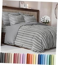 Duvet Cover King Size - 3 King 104x90 45 - Grey Stripes 3 No Comforter