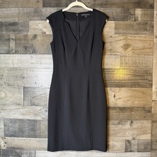 Antonio Melani Black Sheath Classic V-neck Dress ~ Little Black Dress ~ Sz 2