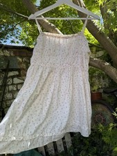 Free People White & Pink Cherry Print Cotton Babydoll Summer Beach Dress BNWT  S