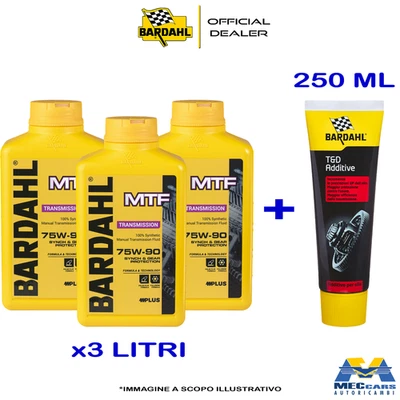 3 LITRI BARDAHL MTF 75W90 OLIO TRASMISSIONI CAMBIO MANUALE + 250 ML T&D ADDITIVE