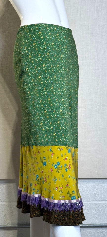 Falda campesina ETRO Milano seda estampado Ditsy hasta la rodilla IT44, US8 M, forrada nueva sin etiquetas Foto 2 de 4