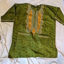 Vtg Rainbow Brand Kaftan made in Pakistan one size Dashiki Shirt 100 Polyester
