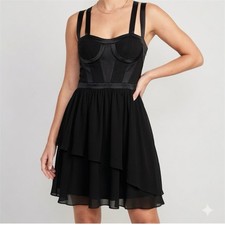 Versace H&M Black Crisscross Mini Dress Sz 36 US 6 Dark Coquette Fairy Babydoll