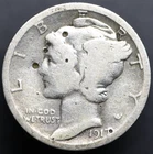 1917-S 10C Mercury Dime SEMI-KEY DATE! VG damage 90% SILVER (#8372)