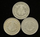 3pc 1883 Liberty V Nickel Lot No Cents VF-XF Circulated (#SLC00441) — photo 2