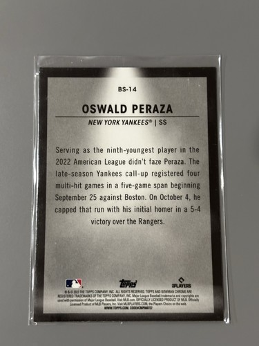 2023 BOWMAN FARETTO CROMATO NEW YORK YANKEES - RC OSWALD PERAZA #BS-14 - Foto 3 di 3