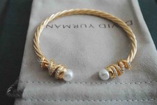 New/DAVlDYurman18K GOLD4mm/Rotating Curved Pearls HeadBracelet M
