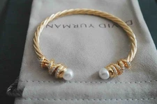 New/DAVlDYurman18K&GOLD4mm/Rotating Curved Pearls HeadBracelet M