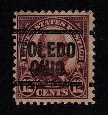 USA, SCOTT # 564, PRECANCEL TOLEDO, OHIO, GROVER CLEVELAND, 1923 FAIR CONDITION