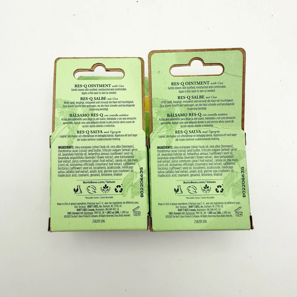 X4 Burt's Bees Res-Q Pomada con latas de Cica 0,6 oz Calmante Natural Foto 2 de 2