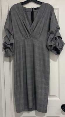 Zara Houndstooth Old Money Quiet Luxury Resortcore Scandi Minimal Midi Size L
