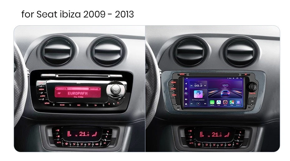 Autoradio 2 DIN per Seat Ibiza 6J 2009-13 Android 13 9" CarPlay GPS WiFi - Immagine 4 di 4