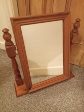 Vintage rustikaler massiver Kiefer Kosmetikspiegel freistehend Schminktisch neigbar Schaukel