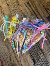5 X Cute Easter Chick Themed  Pre Filled Sweet Cones + Free Sweety Bag