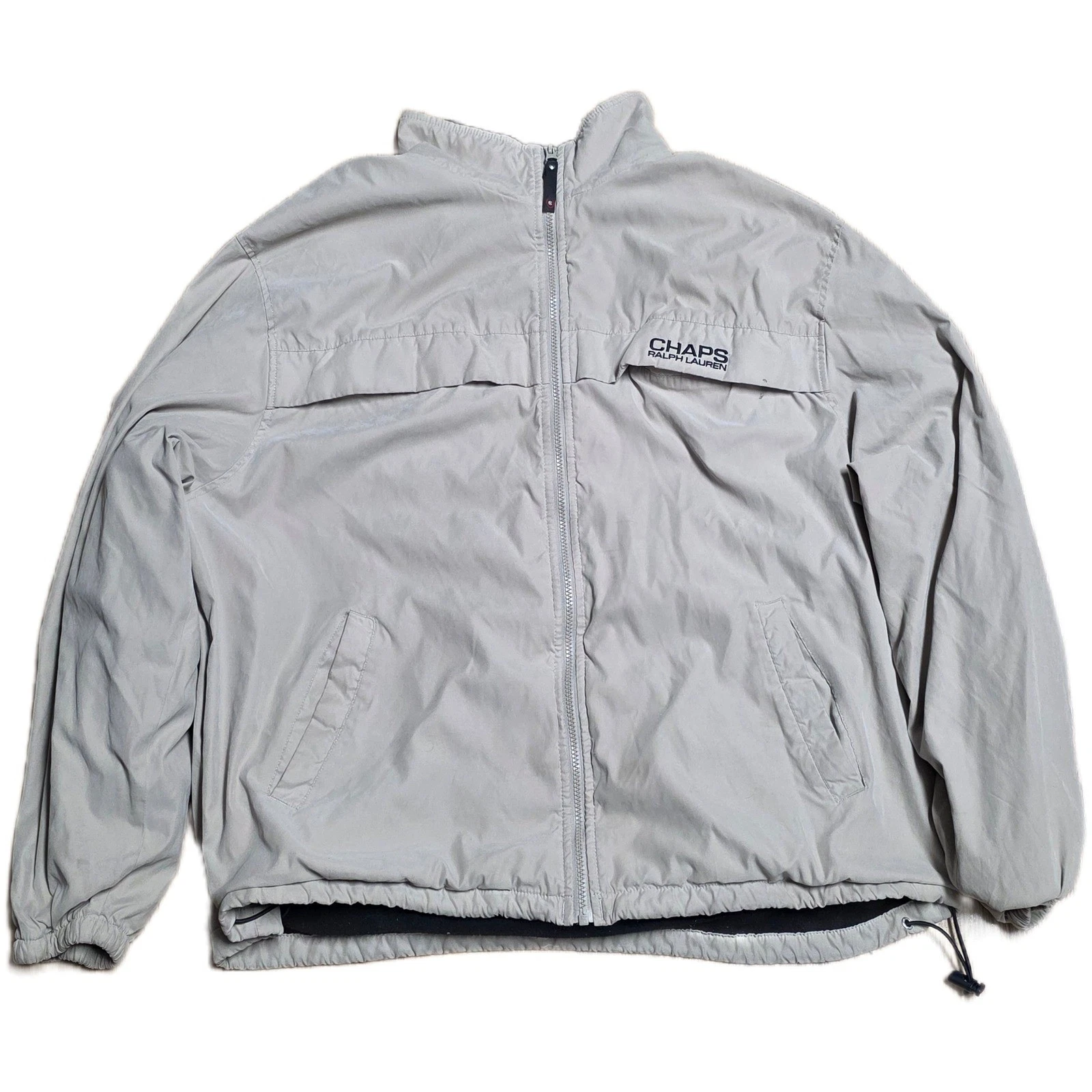 Vintage Chaps Ralph Lauren Lined Windbreaker Jacket Men's XXL Cream Full Zip