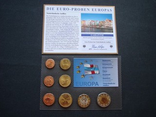 TOP Niederländische Antillen Euro Proben Kursmünzensatz im Blister Zertifikat!
