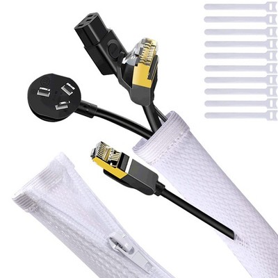 UPXDUMI Cable Tidy Zip Sleeve for PC/TV, 20mm - 1.2m Desk Cable Management Or...