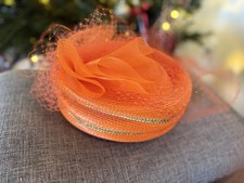 Fancy Hat Women Tea Party Fascinator Cocktail Bridal Derby Orange