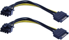 2 Pack 15-Pin SATA Male to 8 Pin 6 2 Pin Pci-Express Female Video Card Power A