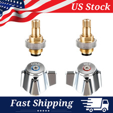 Pair of Knob Handles Stem Valves - Commercial Sink Faucet Replacement Kit