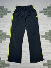 Adidas Track Pants Women Large Black Trefoil Logo 3 Stripes High Rise Drawstring