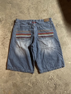 DG Smith Vintage Men s Blue Denim Faded Wash Back Pockets Embroidered Shorts 40