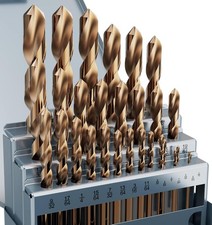Cobalt Drill Bit Set, 29Pcs M35 High Speed Steel Bits for Hardened Metals