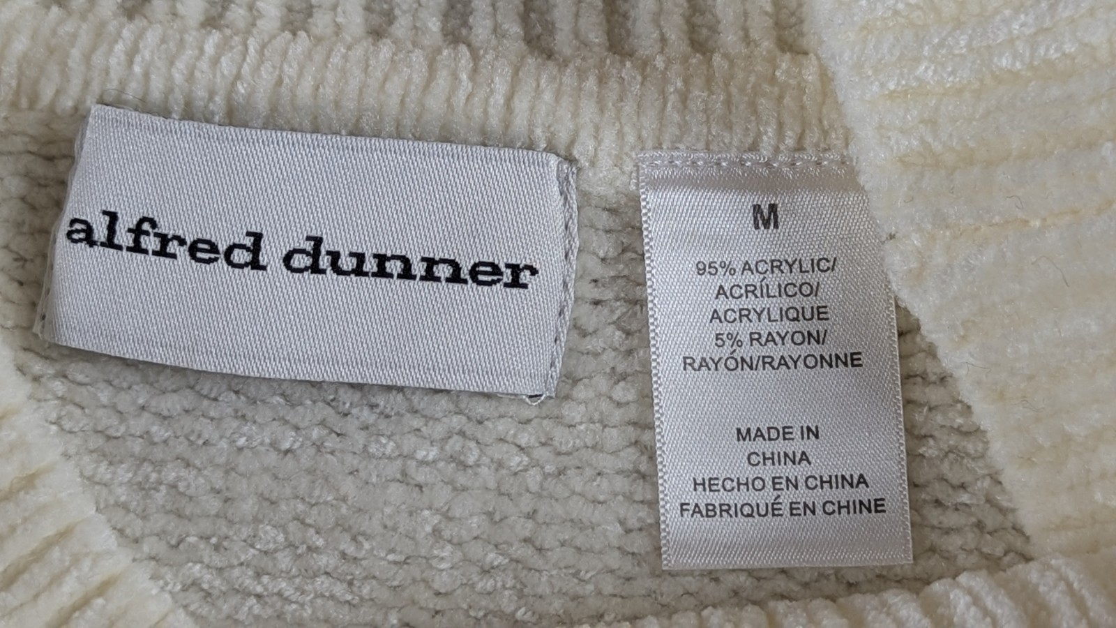 Women's Vintage Alfred Dunner Cream Knit Sweater Diagonal Stripe Argyle Sz M image 10