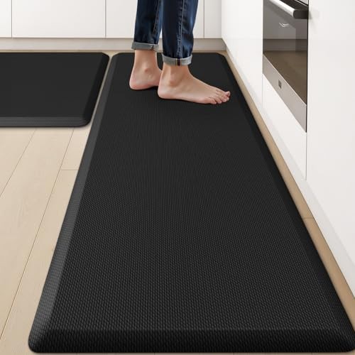 2PCS Cushioned Non-Slip Waterproof Anti-Fatigue Kitchen Rugs Mats