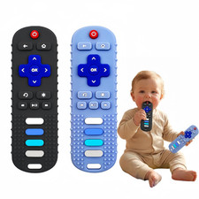 2 Pack Baby Teething Toys, Silicone Remote Control Shape for 3-18 Months