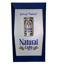 Vintage Natural Light Beer Advertising Plastic Sign W/ Can Bar Man Cave Natty
