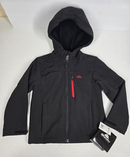 NWT Snozu Performance Softshell Hooded Jacket Kids 4 Black Full Zip Fleece Lined