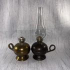 Vintage Mini Oil Lamps Set of 2 Brass  — photo 2