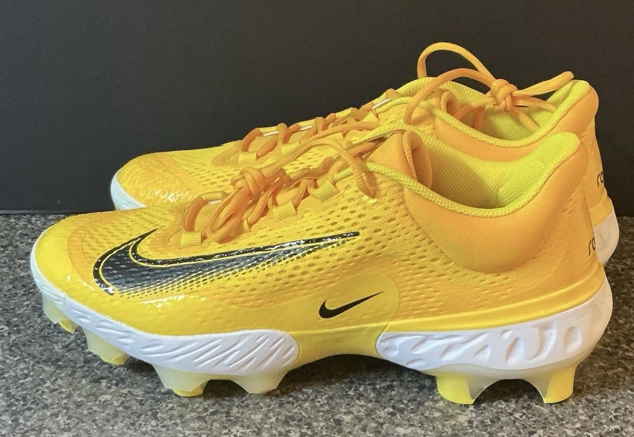 Nike Alpha Huarache Elite 4 Low MCS Yellow Baseball Cleats Mens 13 DX6962-701